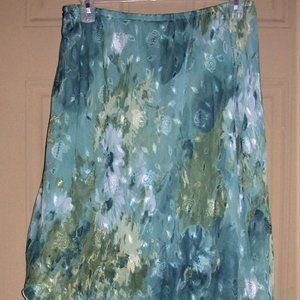 Women's Handkerchief Edge Georgette Skirt Elastic ~ Seafoam Teal Green ~ Sz 22W